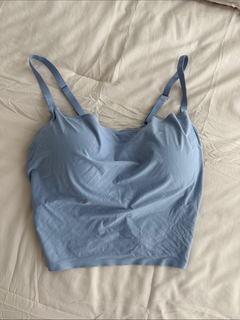 Vitality Light Blue Seamless Tank Bralette with Adjustable Straps